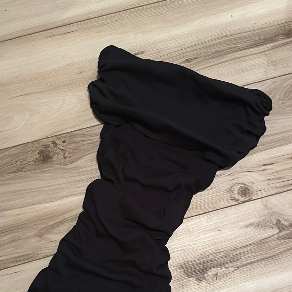 Zara Black Strapless Ribbed Bodycon Dress - Picture 2 of 7